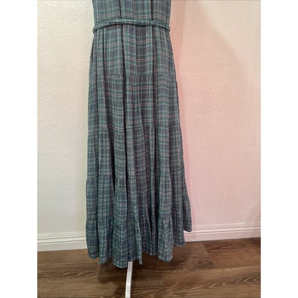 Torrid Maxi Lindsay Tiered Plaid Pockets sleeveless Blue Dresss Size 0 lined - Picture 7 of 16